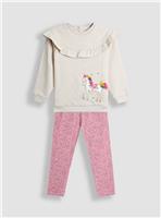 JOJO MAMAN BÉBÉ Unicorn Applique Frill Sweatshirt And Legging Set 18-24 months