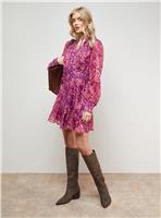 OASIS Printed Lace Trim Boho Shirt Mini Dress 6