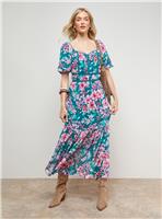 OASIS Lace Trim Puff Sleeve Midaxi Dress 18