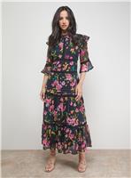 OASIS Chiffon Lace Insert Midi Dress 12