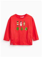 Red Christmas Lego Character Print Long Sleeve T-Shirt 3-4 years