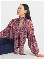 JD WILLIAMS Georgette Collarless Tie Detail Blouse 32