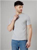BURTON Grey Marl Grandad Neck T Shirt S