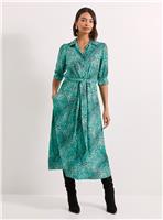 DOROTHY PERKINS Blue Animal Midi Shirt Dress 16