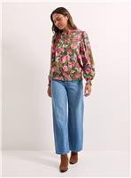 DOROTHY PERKINS Floral Shirred Hem Tie Front Long Sleeve Top 14
