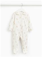 Cream Peter Rabbit Print Frilly Collar Sleepsuit Up to 3 mths