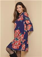 WALLIS Floral Ruffle Sleeve Drop Hem Shift Dress 16