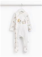 White Winnie The Pooh Ribbed Sleepsuit 12-18 months