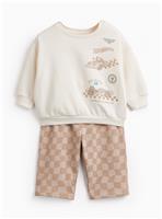 Cream Hot Wheels Sweat & Trousers Set 6-9 months