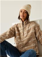 REGATTA Womens Frankie Borg Half Zip Fleece Brown 10