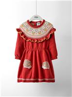 JOJO MAMAN B&Eacute;B&Eacute; Hedgehog Fair Isle Knitted Dress 6-12 months