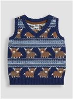 JOJO MAMAN BÉBÉ Highland Cow Fair Isle Tank Top 4-5 Years