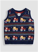 JOJO MAMAN B&Eacute;B&Eacute; Tractor Fair Isle Tank Top 6-7 Years