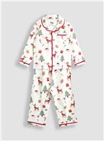 JOJO MAMAN B&Eacute;B&Eacute; Christmas Print Jersey Collar Pyjamas 18-24 months