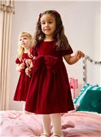 JOJO MAMAN B&Eacute;B&Eacute; Bow Waist Velvet Puff Sleeve Party Dress 2-3 Years