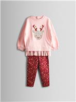 JOJO MAMAN B&Eacute;B&Eacute; Reindeer Sequin Sweatshirt And Leggings Set 12-18 months
