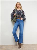 OASIS Printed Ruffle Yoke Balloon Sleeve Boho Blouse 14