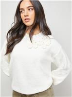 OASIS Floral Detail Long Sleeve Jumper XS