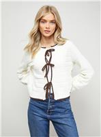 OASIS Contrast Tie Detail Cardigan L
