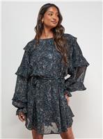 OASIS Printed Ruffle Batwing Sleeve Mini Dress 10