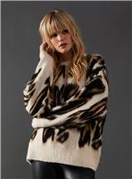WAREHOUSE Brushed Animal Oversized Jumper S