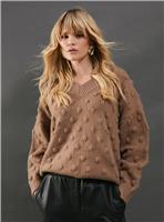 WAREHOUSE Bubble Knit Slouchy V Neck Jumper M
