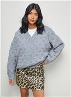 WAREHOUSE Bubble Knit Slouchy V Neck Jumper L