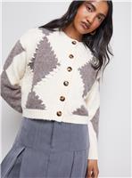 WAREHOUSE Argyle Stitch Detail Cardigan M