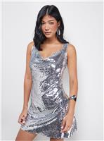 WAREHOUSE Sequin Cowl Neck Mini Dress 8
