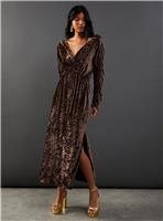WAREHOUSE Burnout Velvet Batwing Midi Dress 8