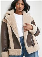 WAREHOUSE Wool Lined Shearling Biker Jacket 10