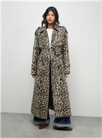 WAREHOUSE PU Leopard Print Trench Coat 6