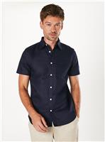 BURTON Navy Short Sleeve Oxford Shirt L