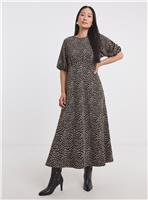 JD WILLIAMS Bow Back Jacquard Bubble Sleeve Tea Dress 24