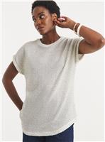 JD WILLIAMS Textured Sequin Longline Curved Hem Short Sleeve Top 26