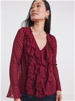 JD WILLIAMS Dobby Ruffle Front Top 18