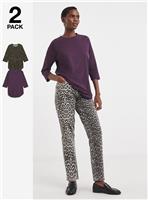 JD WILLIAMS 2 Pack Longline Curved Hem 3/4 Sleeve Top 32