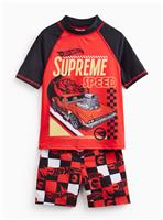 Red Hot Wheels Rash Vest & Shorts Swim Set 4-5 Years