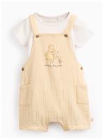 Yellow Winnie The Pooh Bodysuit & Dungarees Set 9-12 months