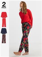 JD WILLIAMS 2 Pack Cotton Pyjama Set Mix Print 12-14