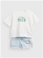 White Hello Kitty Tee & Shorts Set 5-6 years