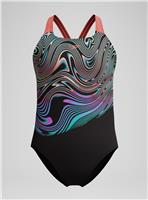 SPEEDO Girls Digital Placement Powerback Swimsuit 5-6 Years