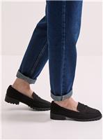 DOROTHY PERKINS Black Leoni Faux Suede Chunky Loafers 8