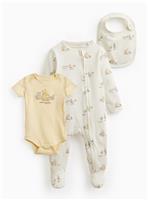 Yellow Winnie The Pooh Print 3-Piece Starter Set Up to 3 mths