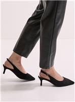DOROTHY PERKINS Dova Slingback Kitten Heel Court Shoes Natural Black 3