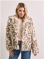 DOROTHY PERKINS Deer Animal Print Fur Coat Ivory 18