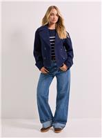 DOROTHY PERKINS Cuff Detail Wide Collared Short Coat Navy 16