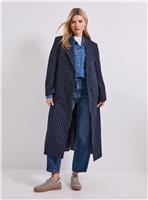 DOROTHY PERKINS Pinstripe Faux Wool Coat Navy 18