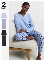 JD WILLIAMS 2 Pack Cotton Pyjamayama Set Star Print 28-30