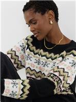 JD WILLIAMS Zig Zag Tinsel Fairisle Jumper 28-30
